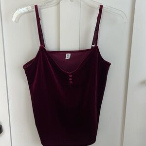 BP Nordstrom Burgundy Maroon Red Velvet Button Tank XS